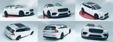 Markasız, jenerik konsept bir arabanın 3 boyutlu çizimi