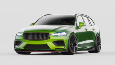 Markasız, jenerik konsept bir arabanın 3 boyutlu çizimi