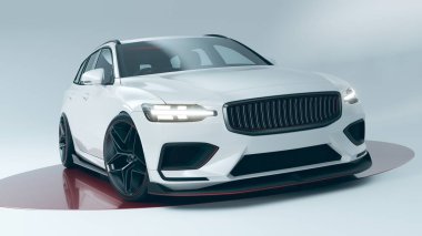 Markasız, jenerik konsept bir arabanın 3 boyutlu çizimi