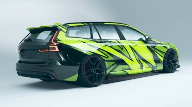 Markasız, jenerik konsept bir arabanın 3 boyutlu çizimi