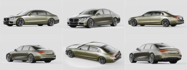 Stüdyo ortamında markasız, jenerik konsept bir arabanın 3 boyutlu çizimi