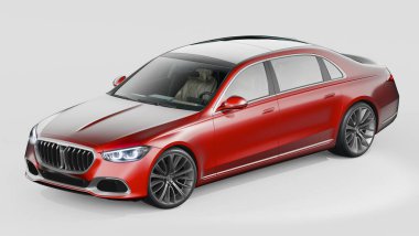 Stüdyo ortamında markasız, jenerik konsept bir arabanın 3 boyutlu çizimi