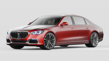 Stüdyo ortamında markasız, jenerik konsept bir arabanın 3 boyutlu çizimi