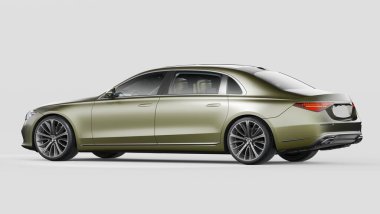 Stüdyo ortamında markasız, jenerik konsept bir arabanın 3 boyutlu çizimi