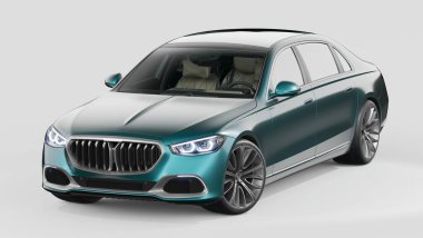 Stüdyo ortamında markasız, jenerik konsept bir arabanın 3 boyutlu çizimi