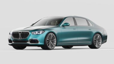 Stüdyo ortamında markasız, jenerik konsept bir arabanın 3 boyutlu çizimi