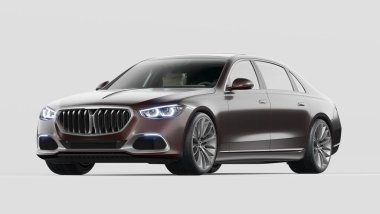 Stüdyo ortamında markasız, jenerik konsept bir arabanın 3 boyutlu çizimi