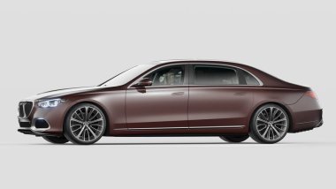 Stüdyo ortamında markasız, jenerik konsept bir arabanın 3 boyutlu çizimi