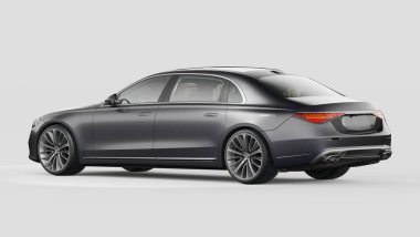 Stüdyo ortamında markasız, jenerik konsept bir arabanın 3 boyutlu çizimi