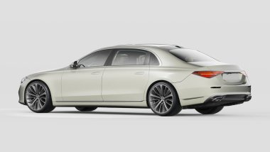 Stüdyo ortamında markasız, jenerik konsept bir arabanın 3 boyutlu çizimi