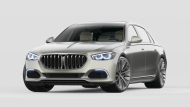 Stüdyo ortamında markasız, jenerik konsept bir arabanın 3 boyutlu çizimi