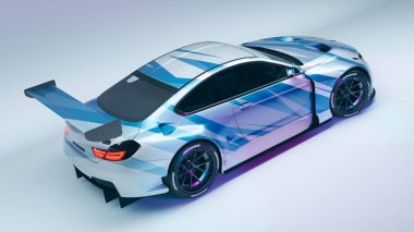 Markasız, jenerik konsept bir arabanın 3 boyutlu çizimi