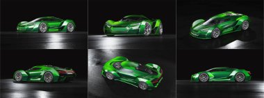 Markasız, jenerik konsept bir arabanın 3 boyutlu çizimi