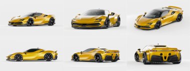 Markasız, jenerik konsept bir arabanın 3 boyutlu çizimi