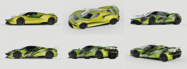 Markasız, jenerik konsept bir arabanın 3 boyutlu çizimi