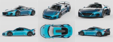 Markasız, jenerik konsept bir arabanın 3 boyutlu çizimi