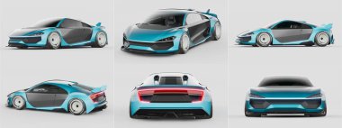 Markasız, jenerik konsept bir arabanın 3 boyutlu çizimi