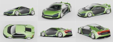 Markasız, jenerik konsept bir arabanın 3 boyutlu çizimi