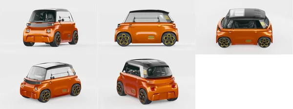 ブランドのない一般的な小型都市車の3Dレンダリング — ストック写真