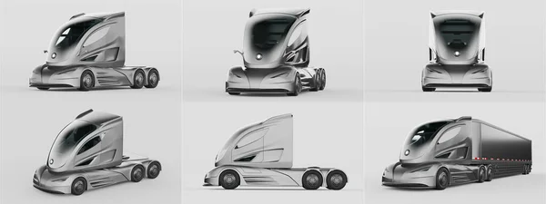 Representación Camión Concepto Genérico Sin Marca Camión Eléctrico Autónomo —  Fotos de Stock