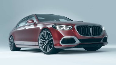 Markasız, jenerik konsept bir arabanın 3 boyutlu çizimi