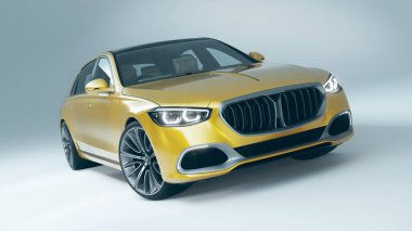 Markasız, jenerik konsept bir arabanın 3 boyutlu çizimi