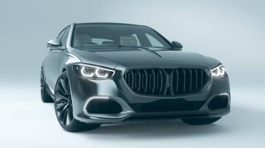 Markasız, jenerik konsept bir arabanın 3 boyutlu çizimi