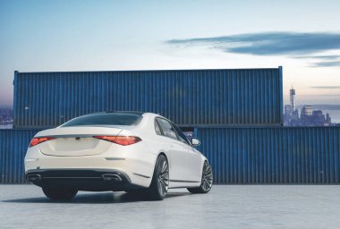 Markasız, jenerik konsept bir arabanın 3 boyutlu çizimi