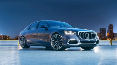 Markasız, jenerik konsept bir arabanın 3 boyutlu çizimi