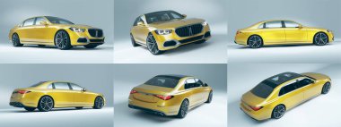 Markasız, jenerik konsept bir arabanın 3 boyutlu çizimi