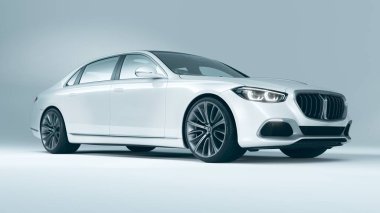 Markasız, jenerik konsept bir arabanın 3 boyutlu çizimi