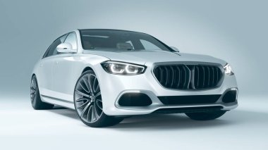 Markasız, jenerik konsept bir arabanın 3 boyutlu çizimi