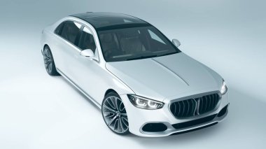 Markasız, jenerik konsept bir arabanın 3 boyutlu çizimi