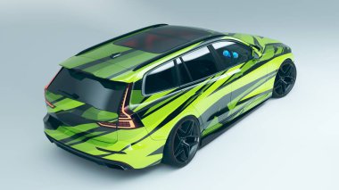 Markasız, jenerik konsept bir arabanın 3 boyutlu çizimi