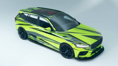 Markasız, jenerik konsept bir arabanın 3 boyutlu çizimi