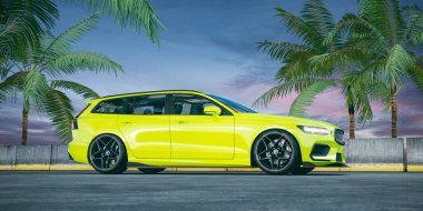 Markasız, jenerik konsept bir arabanın 3 boyutlu çizimi