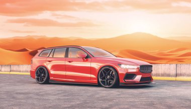 Markasız, jenerik konsept bir arabanın 3 boyutlu çizimi