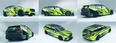 Markasız, jenerik konsept bir arabanın 3 boyutlu çizimi