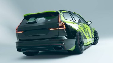 Markasız, jenerik konsept bir arabanın 3 boyutlu çizimi