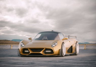 Markasız, jenerik konsept bir arabanın 3 boyutlu çizimi