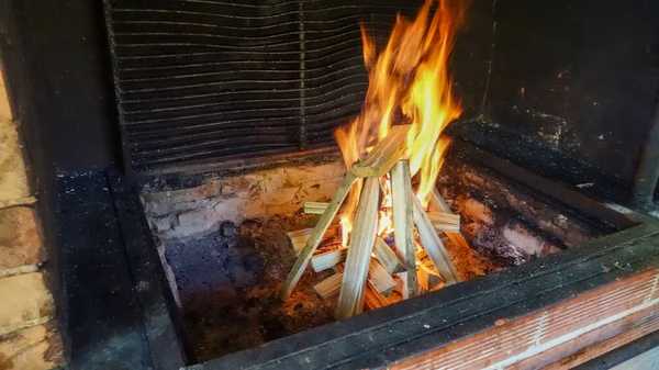 Płonące Drewno Kominku Ogień Drewno Opał Ogień — Zdjęcie stockowe