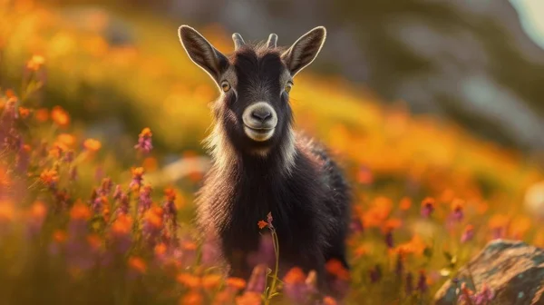 cute goat in the field