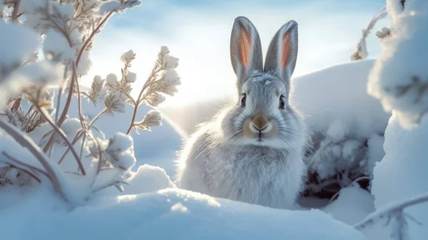 rabbit in the winter snow
