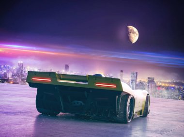 Markasız, jenerik konsept bir arabanın 3 boyutlu çizimi