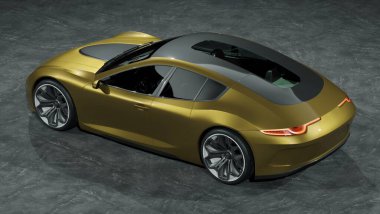 Markasız, jenerik konsept bir arabanın 3 boyutlu çizimi