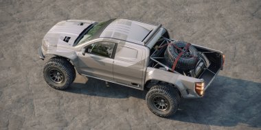 Markasız bir ralli kamyonetinin 3 boyutlu görüntüsü