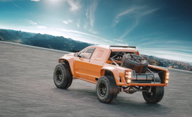 Markasız bir ralli kamyonetinin 3 boyutlu görüntüsü