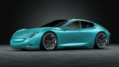 Markasız, jenerik konsept bir arabanın 3 boyutlu çizimi