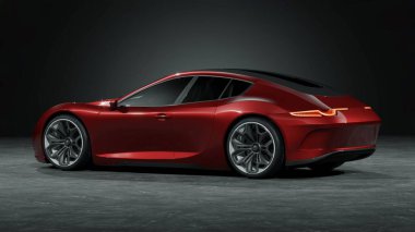 Markasız, jenerik konsept bir arabanın 3 boyutlu çizimi