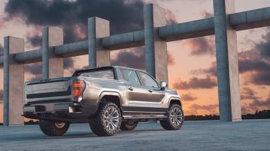 Markasız bir kamyonetin 3 boyutlu görüntülemesi